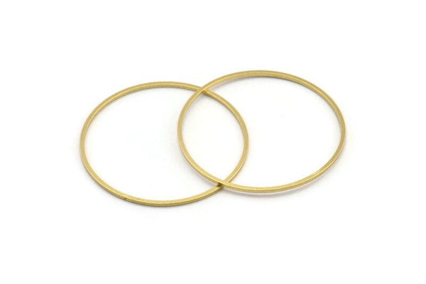38mm Circle Connectors - 24 Raw Brass Circle Connectors (38x1x1mm) Bs 1086