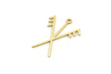 Brass Nordic Runes Charm, 50 Raw Brass Viking Good Luck Symbol Rune Charms With 1 Loop, Viking Runes, Runic Alphabet (24x18x0.60mm) A4218