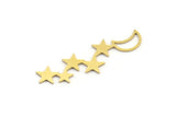 Brass Moon Charm, 24 Raw Brass Crescent Moon And Star Shaped Charms, Findings (34x11x0.60mm) A4234