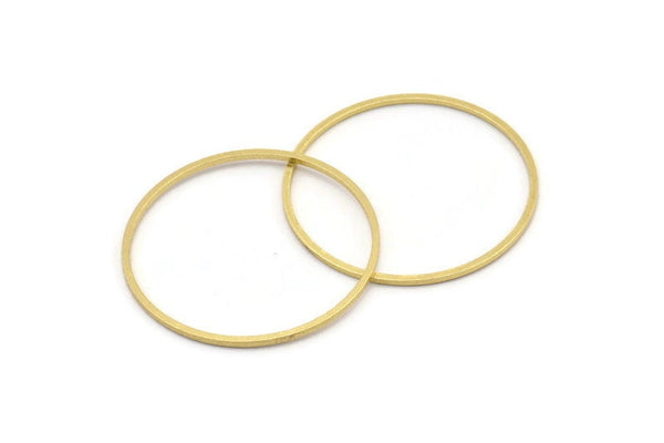 33mm Circle Connectors - 12 Raw Brass Circle Connectors (33x1x1mm) A4065