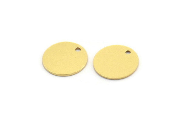 Brass Round Charm, 50 Raw Brass Round Charms With 1 Hole, Earring Charms (11x10x0.60mm) A4078