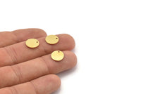 Brass Round Charm, 50 Raw Brass Round Charms With 1 Hole, Earring Charms (11x10x0.60mm) A4078