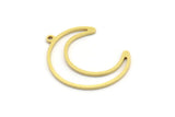 Brass Moon Charm, 12 Raw Brass Crescent Moon Charms With 1 Loop (28x7x1mm) A4256