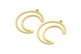 Brass Moon Charm, 12 Raw Brass Crescent Moon Charms With 1 Loop (28x7x1mm) A4256