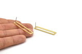 Brass Rectangle Earring, 6 Raw Brass Open Rectangle Stud Earrings (45x9x1mm) M03364 A4265
