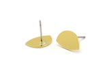 Brass Stud Earring, 10 Raw Brass Tiny D Shaped Stud Earrings (8x12.5x0.60mm) A4266