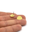 Brass Stud Earring, 10 Raw Brass D Shaped Stud Earrings (9x14x0.60mm) A4263