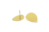 Brass Stud Earring, 8 Raw Brass D Shaped Stud Earrings (10.5x16x0.60mm) A4262
