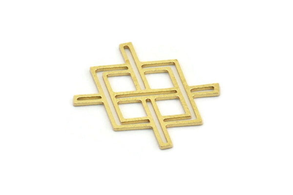 Brass Ethnic Charm, 24 Raw Brass Ethnic Motif Charms, Earring Charms (16x20x0.60mm) A4260