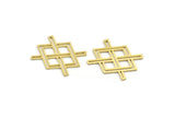 Brass Ethnic Charm, 24 Raw Brass Ethnic Motif Charms, Earring Charms (16x20x0.60mm) A4260
