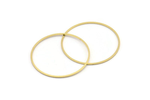 35.5mm Circle Connectors - 24 Raw Brass Circle Connectors (35.5x0.80mm) A4082