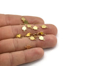 Brass Cloud Charm, 100 Raw Brass Cloud Shaped Charms With 2 Loops, Connectors (10x6x0.60mm) A4094