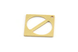 Brass Square Charm, 12 Raw Brass Square Charms With 1 Hole (23x16x0.80mm) A4092