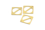 Brass Square Charm, 12 Raw Brass Square Charms With 1 Hole (23x16x0.80mm) A4092