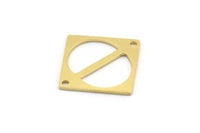 Brass Square Charm, 12 Raw Brass Square Charms With 2 Holes, Connectors (23x16x0.80mm) A4087