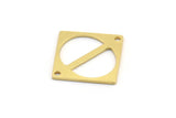 Brass Square Charm, 12 Raw Brass Square Charms With 2 Holes, Connectors (23x16x0.80mm) A4087