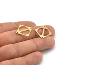 Brass Square Charm, 12 Raw Brass Square Charms With 2 Holes, Connectors (23x16x0.80mm) A4087