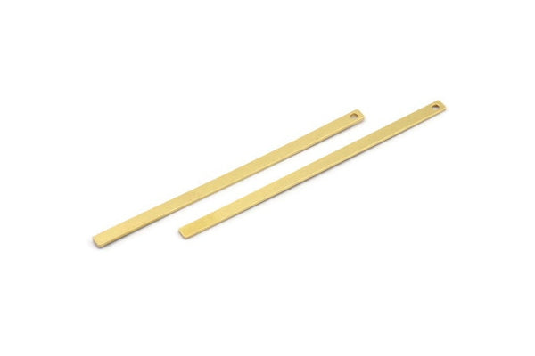 Long Bar Charm, 12 Raw Brass Bar Shaped Charms With 1 Hole, Pendants, Earring Findings (70x3x0.80mm) A4095