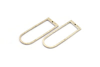 D Shape Rings, 4 Antique Silver Plated Brass D Shape Connectors With 1 Hole, Rings  (47x18x1.4mm) BS 1894 H0450