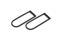 D Shape Rings, 4 Oxidized Brass Black D Shape Connectors With 1 Hole, Rings  (47x18x1.4mm) BS 1894 S336