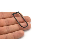 D Shape Rings, 4 Oxidized Brass Black D Shape Connectors With 1 Hole, Rings  (47x18x1.4mm) BS 1894 S336