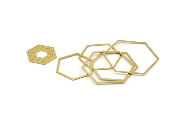 Brass Hexagon Connectors - Raw Brass Hexagon Connectors (15-19-23-27-31-35-39-43-47-51-54-58-62-66-70-74-78-82-86mm) SMP2013