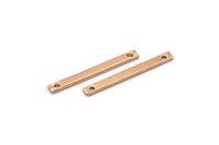 Rose Gold Tiny Bar, 24 Rose Gold Plated Brass Bars With 2 Holes (20x2x0.80mm) Bs 1190--a0861