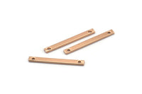 Rose Gold Tiny Bar, 12 Rosegold Plated Brass Bars With 2 Holes (20x2x0.80mm) Bs 1190--a0861