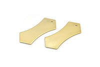 Gold Geometric Connector, 3 Gold Plated Brass Geometric Connectors With 1 Hole (37.5x15.5x0.8mm) BS 1900