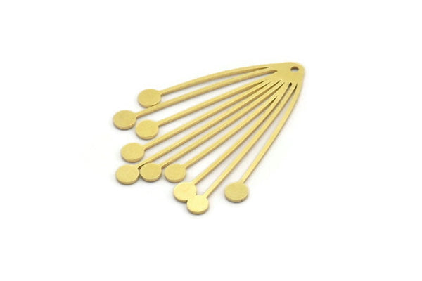 Brass Fringed Charm, 6 Raw Brass Fringed Shaped Charms With 1 Hole (44x33x0.80mm) A4277