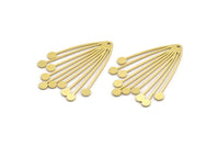 Brass Fringed Charm, 6 Raw Brass Fringed Shaped Charms With 1 Hole (44x33x0.80mm) A4277