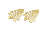 Brass Fringed Charm, 6 Raw Brass Fringed Shaped Charms With 1 Hole (44x33x0.80mm) A4277