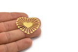 Brass Heart Blank, 4 Raw Brass Heart Shaped Blanks, Findings (34x37x0.60mm) A4276