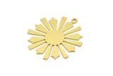 Brass Sun Charm, 8 Raw Brass Sun Charms With 1 Loop, Charm Pendants (27x25x0.60mm) A4273