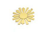 Brass Sun Charm, 6 Raw Brass Sun Charms With 1 Loop, Charm Pendants (32x30x0.60mm) A4272