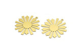 Brass Sun Charm, 6 Raw Brass Sun Charms With 1 Loop, Charm Pendants (32x30x0.60mm) A4272