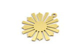 Brass Sun Charm, 12 Raw Brass Sun Charms With 1 Loop, Charm Pendants (22x20x0.60mm) A4271
