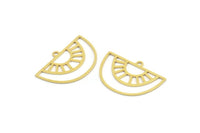 Semi Circle Charm, 12 Raw Brass Semi Circle Charms With 1 Loop, Pendant Charms (19x28x0.60mm) A4290