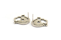 Küpe Çivisi, 2 Antik Gümüş Kaplama Pirinç - Gümüş Pirinç Küpeler - Gümüş Küpeler - Küpeler (19x18x1,5 mm) N1533 H1587