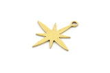 Brass Pole Star Charm, 24 Raw Brass, Brass Charms, Brass Pole Star Charms With 1 Loop (19x18x0.60mm) A4108