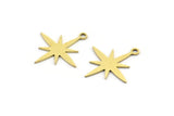 Brass Pole Star Charm, 24 Raw Brass, Brass Charms, Brass Pole Star Charms With 1 Loop (19x18x0.60mm) A4108