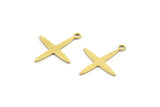 Brass Pole Star Charm, 50 Raw Brass, Brass Charms, Brass Pole Star Charms With 1 Loop (20x17x0.60mm) A4114