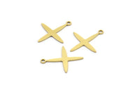 Brass Pole Star Charm, 50 Raw Brass, Brass Charms, Brass Pole Star Charms With 1 Loop (20x17x0.60mm) A4114