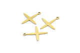 Brass Pole Star Charm, 50 Raw Brass, Brass Charms, Brass Pole Star Charms With 1 Loop (20x17x0.60mm) A4114