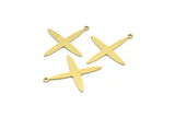 Brass Pole Star Charm, 12 Raw Brass, Brass Charms, Brass Pole Star Charms With 1 Loop (28x24x0.60mm) A4111