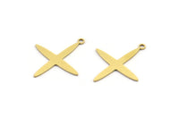 Brass Pole Star Charm, 24 Raw Brass, Brass Charms, Brass Pole Star Charms With 1 Loop (23x19.5x0.60mm) A3949