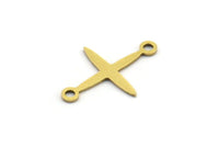 Brass Pole Star Charm, 50 Raw Brass, Brass Charms, Brass Pole Star Charms With 2 Loops, Connector Findings (16x12x0.60mm) A4117