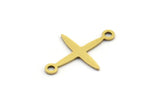 Brass Pole Star Charm, 50 Raw Brass, Brass Charms, Brass Pole Star Charms With 2 Loops, Connector Findings (16x12x0.60mm) A4117
