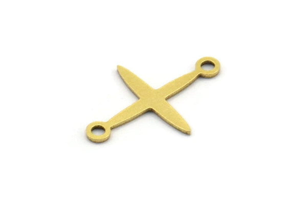 Brass Pole Star Charm, 50 Raw Brass, Brass Charms, Brass Pole Star Charms With 2 Loops, Connector Findings (16x12x0.60mm) A4117