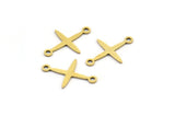 Brass Pole Star Charm, 50 Raw Brass, Brass Charms, Brass Pole Star Charms With 2 Loops, Connector Findings (16x12x0.60mm) A4117